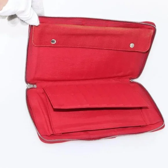 LOUIS VUITTON Hermes Epi Wallet Canvas 2 Set Red Green